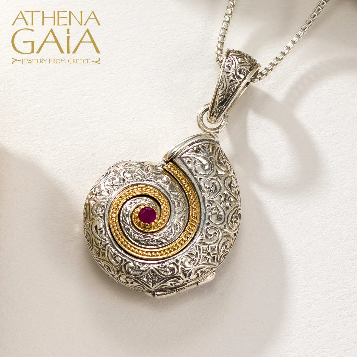 Thalassa Sea Snail Locket with Stone