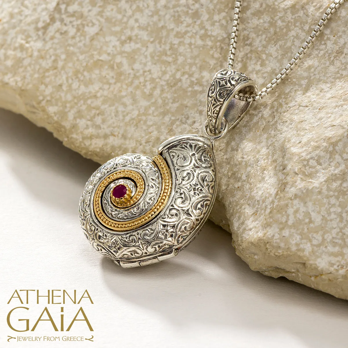 Thalassa Sea Snail Locket with Stone