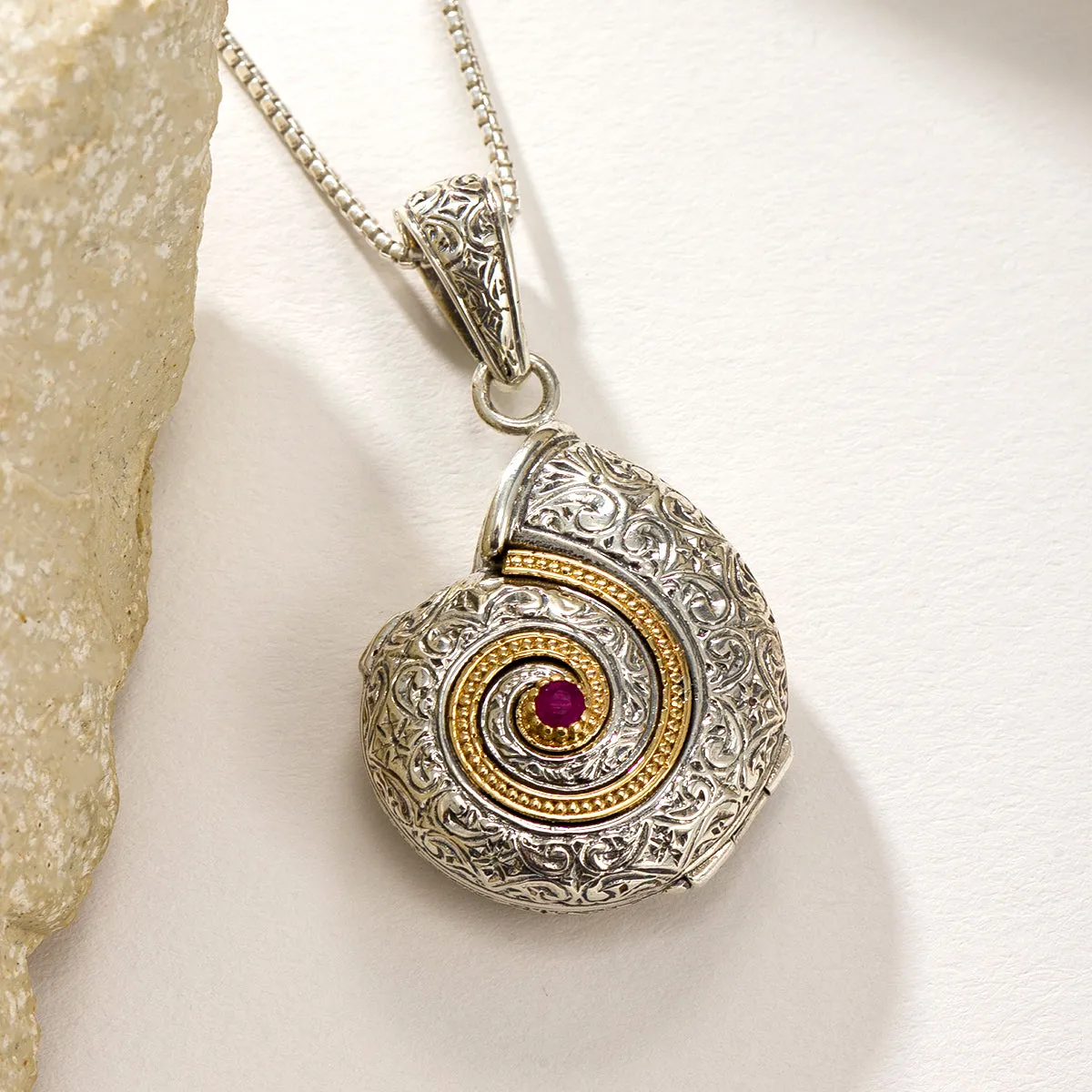 Thalassa Sea Snail Locket with Stone