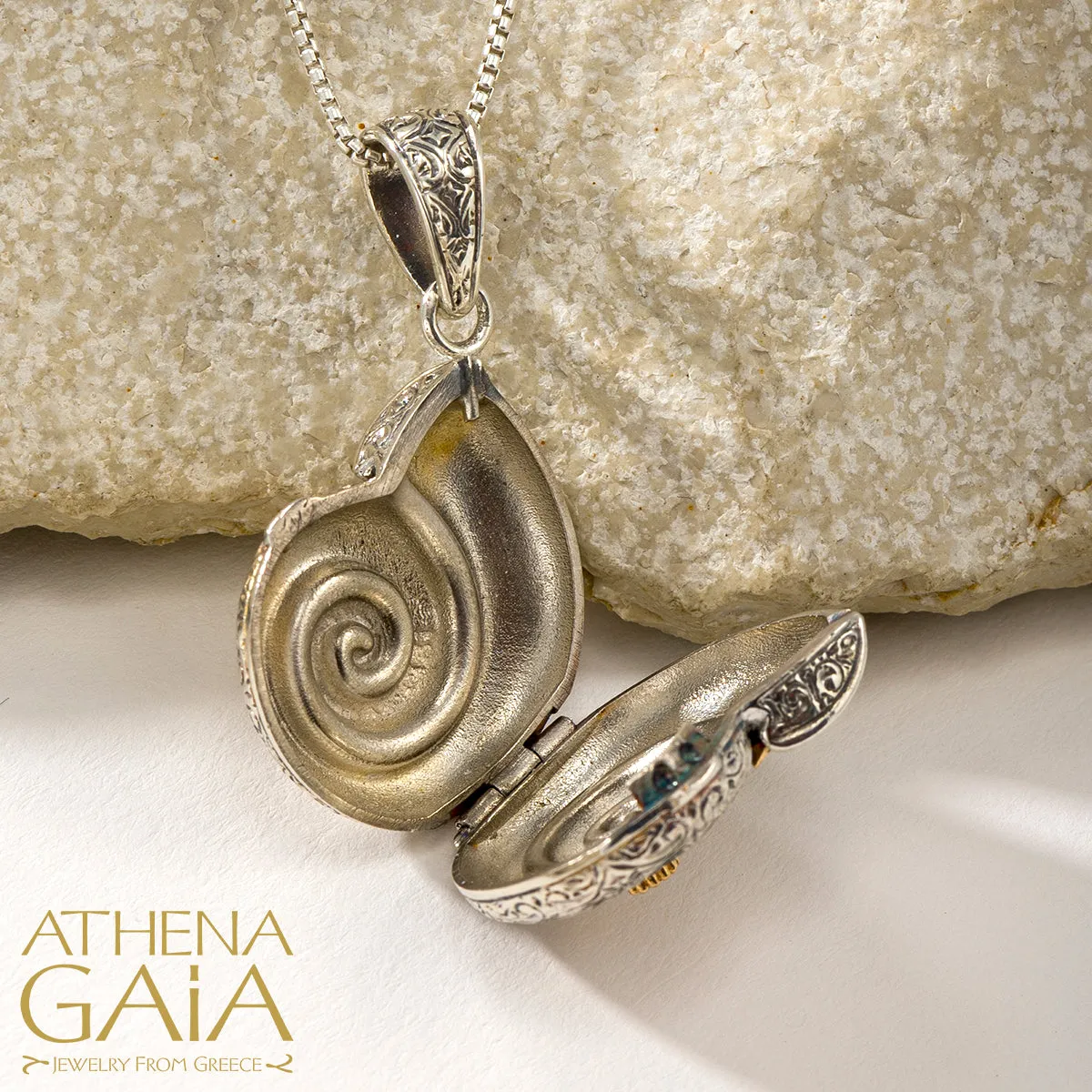 Thalassa Sea Snail Locket with Stone