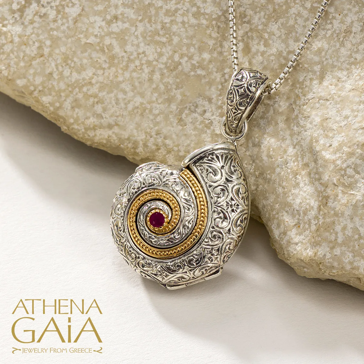 Thalassa Sea Snail Locket with Stone