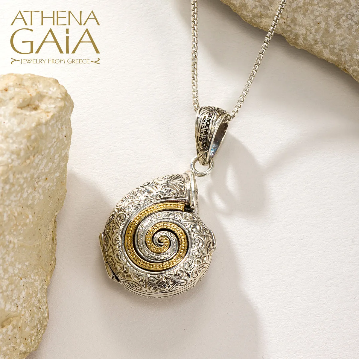 Thalassa Sea Snail Locket with Stone