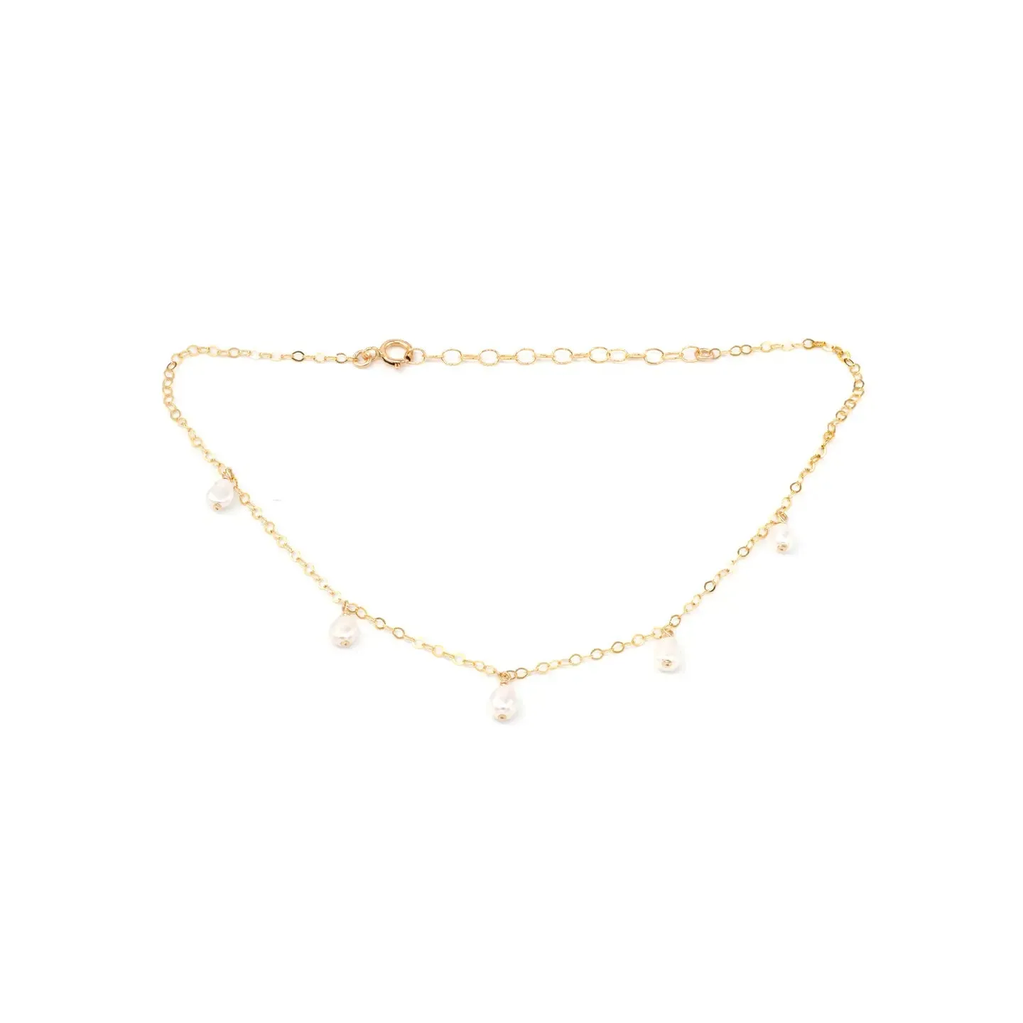 Tiny Freshwater Pearl Gold Anklet