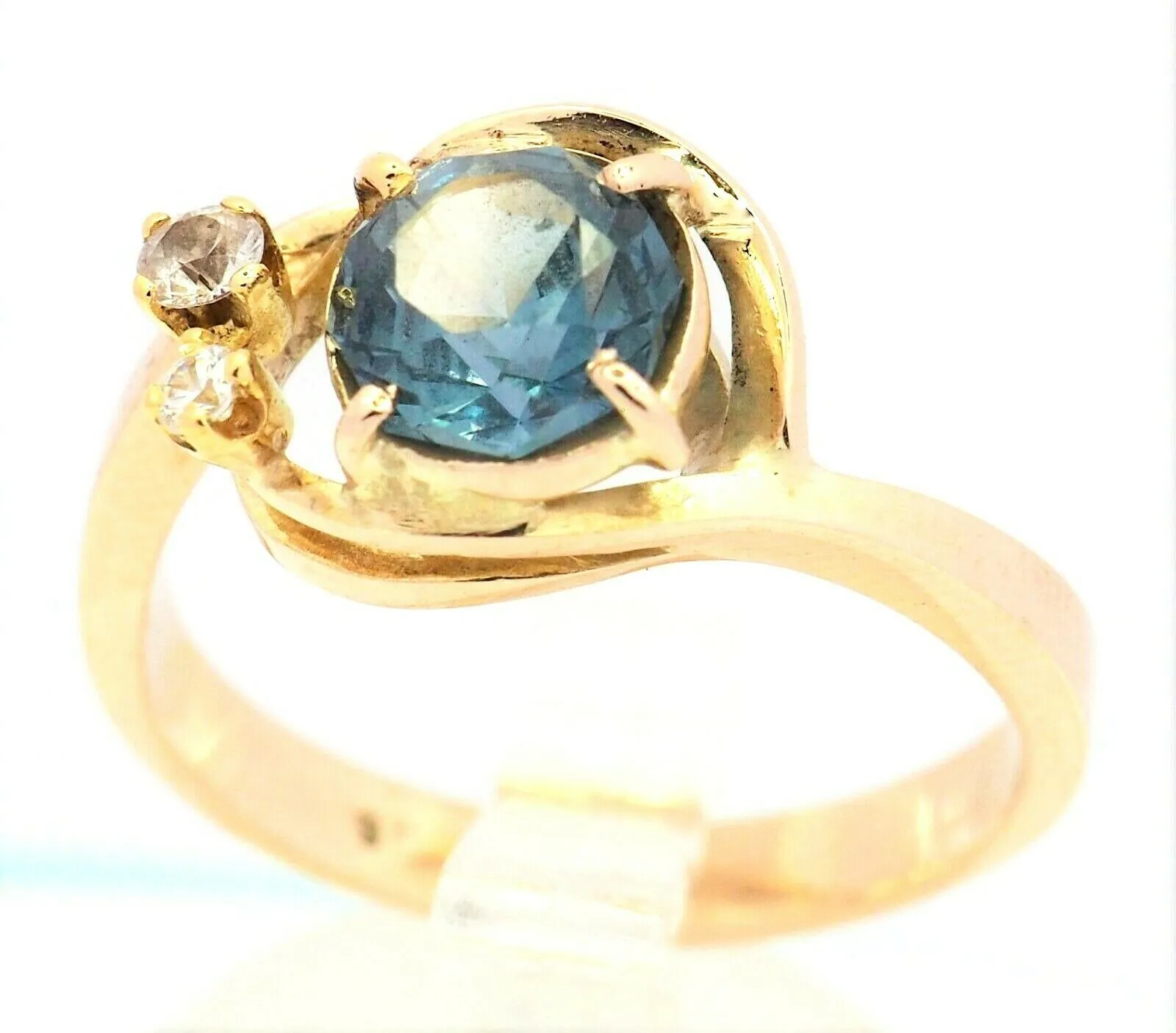 Topaz & Cubic Zirconia CZ Dress Ring 9ct Yellow Gold Fine Jewellery Size Q 1/2