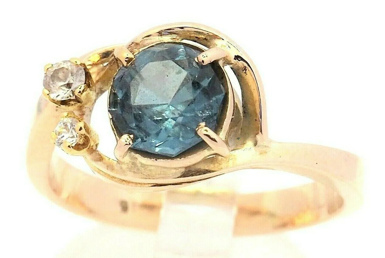 Topaz & Cubic Zirconia CZ Dress Ring 9ct Yellow Gold Fine Jewellery Size Q 1/2