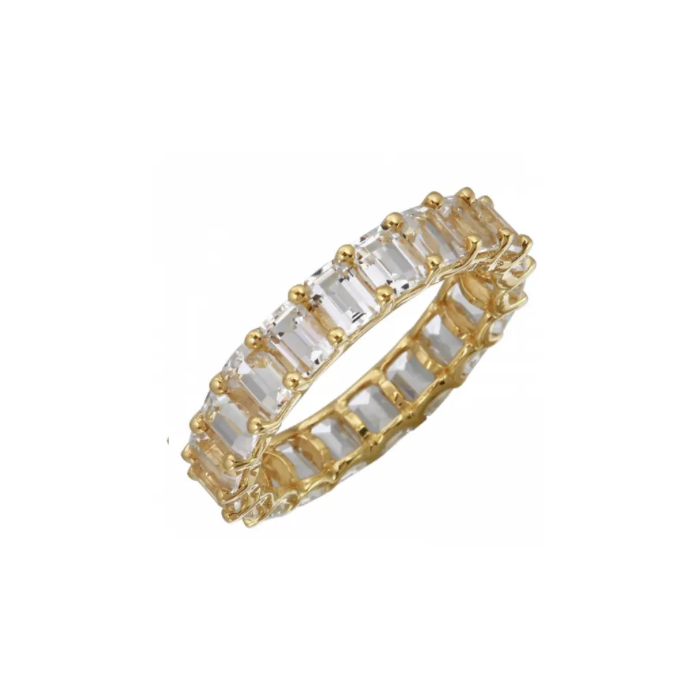 TOPAZ EMERALD CUT ETERNITY BAND