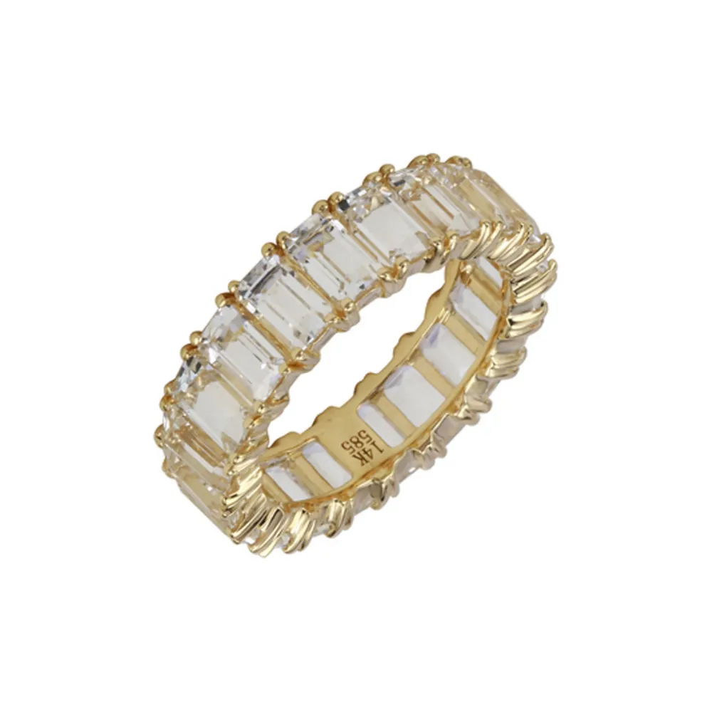 TOPAZ EMERALD CUT ETERNITY BAND