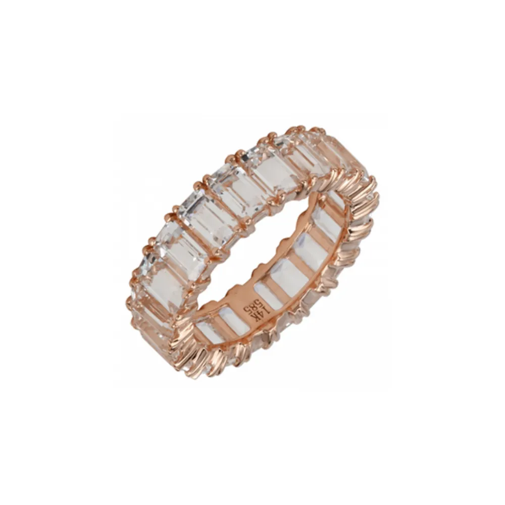 TOPAZ EMERALD CUT ETERNITY BAND