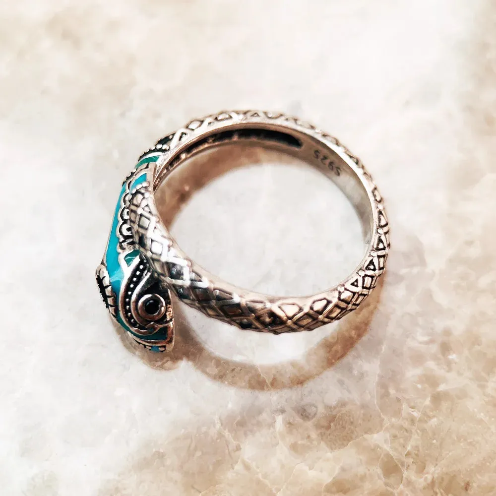 Tropical Mystic Snake Ring - 925 Sterling Silver Boho Jewelry