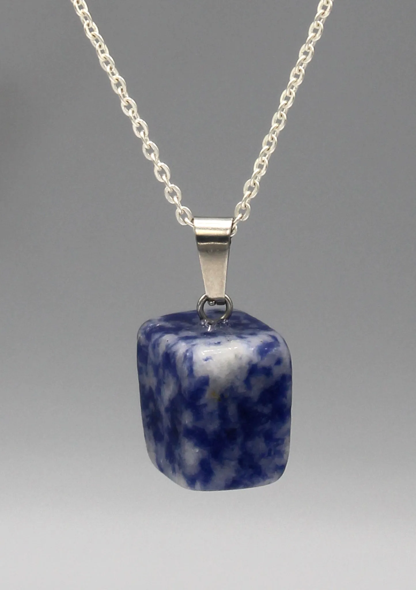 White and Blue Lapis Square Pendant