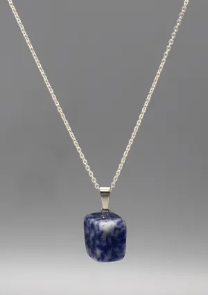 White and Blue Lapis Square Pendant