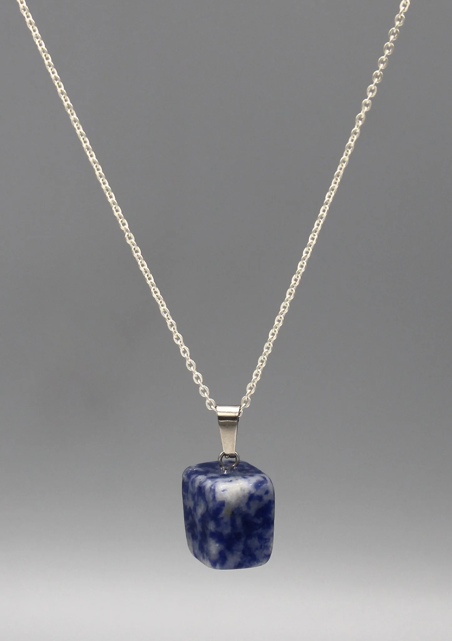 White and Blue Lapis Square Pendant