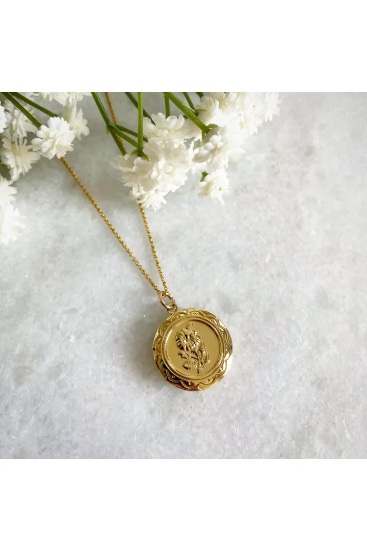 Wisteria London Maria Gold Flower Locket