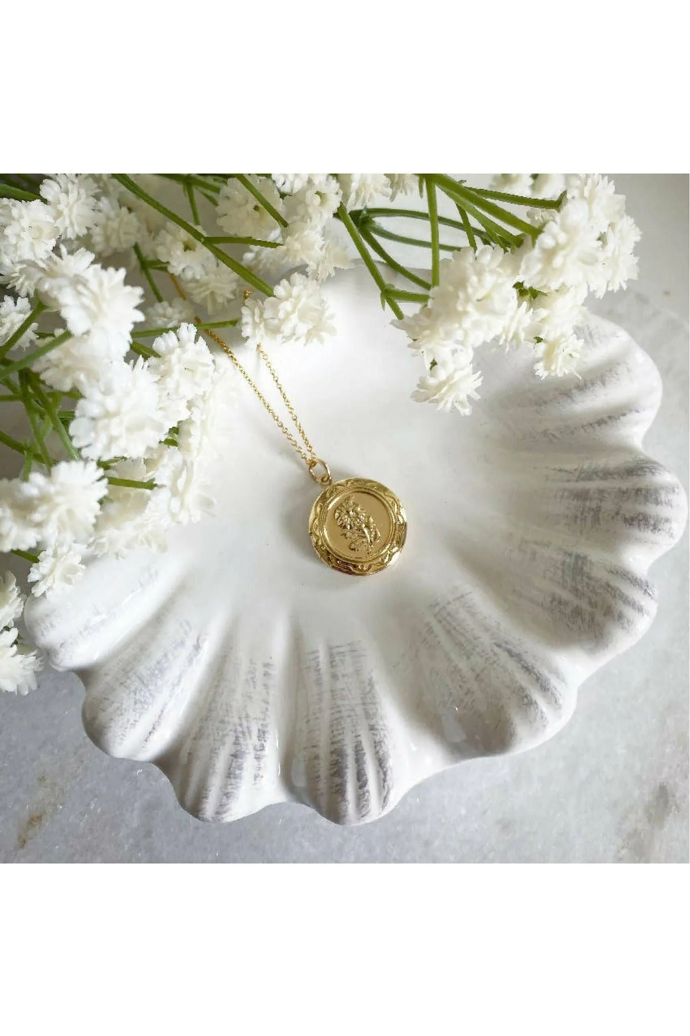 Wisteria London Maria Gold Flower Locket